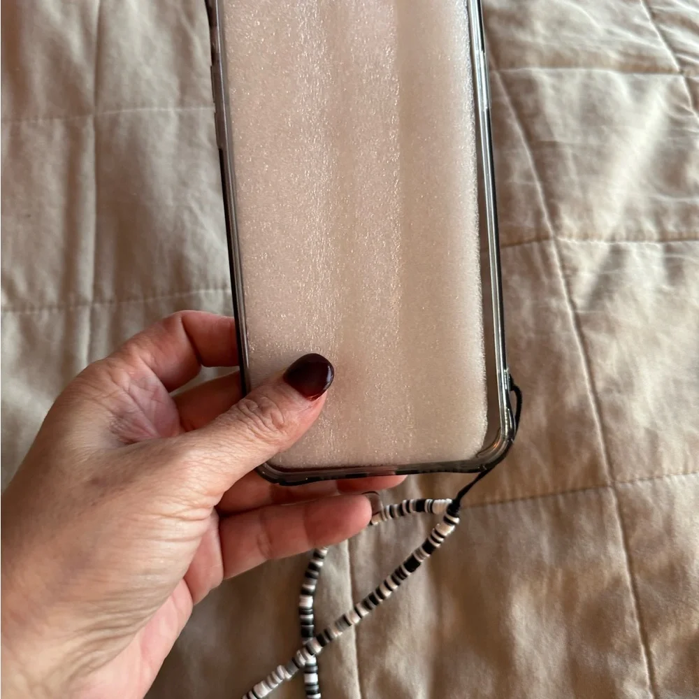 iPhone 11 pro max black clear case with credit card holder and wrist strap